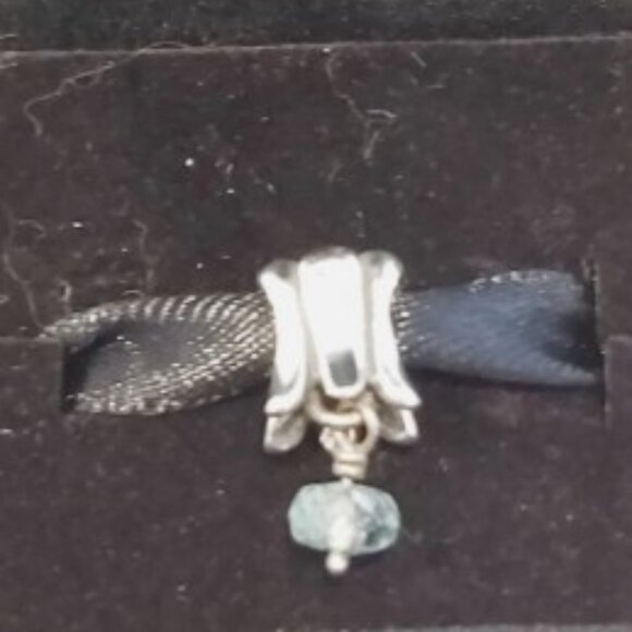 AUTH PANDORA Sterling Silver *RETIRED & RARE* Tulip w/blue Aquamarine 790248AQ - Picture 8 of 8